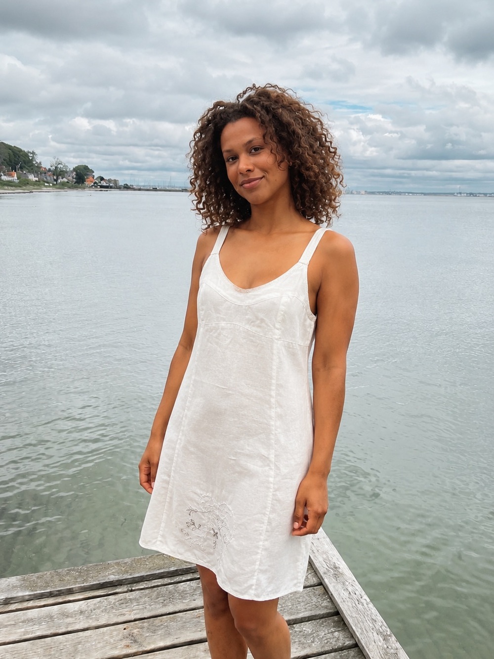 Noa Noa  White Linen Slip Dress